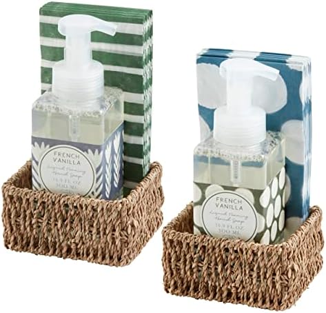 ערכת מפיות סבון סבון מנוקדת בוץ ירוקה, סבון 17 עוז | מגבת 7 3/4 x 4 | סל 3 1/2 x 4 1/4